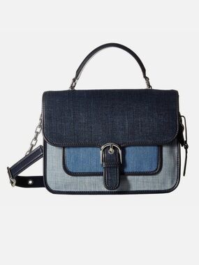 Michael Kors Cooper Large School Satchel Denim Indigo Patchwork EUC